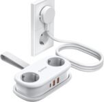 ORICO Regleta con USB C PD 20W, 2 Tomas de Corriente de Viaje y 3 Puertos de Carga USB (1 USB C) Compatible con Teléfono, con Cable de 1,5 m para Hogar Oficina en el Barco (AP3-Negro)