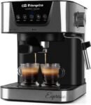 Orbegozo EX 6000, Cafetera espresso, 1050 W, depósito de agua extraíble 1,5 litros, 20 bar, panel de control táctil, modos programados, café molido/monodosis, vaporera, frontal de acero inoxidable, plata