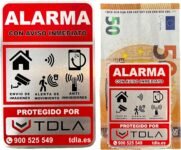 PACK 2 Tallas – NO PARECE REAL, LO ES. Súper Adhesivo y Aluminio – Somos una empresa de venta de alarmas Alarma de piso especial cartel alarma disuasoria roja – 14 x 9 cm y 8 x 6 cm