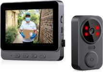 PGST Timbre de Video inalámbrico con Pantalla IPS de 4.3″ Timbre inalámbrico con cámara 1080P para intercomunicador de comunicación Dual Familiar No Requiere WiFi