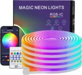 PSTAR Tiras LED Neón 5 Metros, Tira LED IP67 Impermeable para Exteriores con Control Remoto Aplicación Bluetooth para Habitación, Fiesta, Jardín