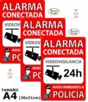 Pack de 3 Pósters de Videovigilancia A4 con Adhesivo y Orificios para Su Fijación | Área de Videovigilancia | Placas disuasorias de PVC flexibles | Aviso de alarma conectado con videovigilancia |