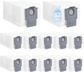 PeakLife 12 bolsas para aspiradora Roborock QV 35A, QV 35S, Qrevo Curv S5X/5A1/5XC, Qrevo S5V, Saros 10R, Qrevo Edge, Qrevo Curv, Qrevo Edge S5A, repuesto para robot aspirador Qrevo S, Qrevo Pro (2,7 L)