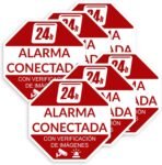 Pegatina alarma conectada 24h | Etiqueta de alarma | Vinilo disuasivo antirrobo | Resistente a los rayos UV/al agua | Interior – exterior (6)