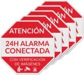Pegatinas Alarma Conectada – Póster Videovigilancia – Placa Adhesiva de Zonas de Videovigilancia Material Vinilo 15 x 15 cm – 5ud