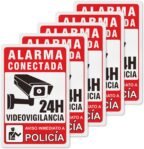 Pegatinas de Alarma de Seguridad – Señal de Videovigilancia – Carteles Videovigilancia Material Vinilo Autoadhesivo 20 x 30 cm – 5 Unidades