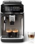 Philips Cafetera Superautomática Serie 3300, Espumador de Leche Clásico, 5 Tipos de Café, SilentBrew, Molinillo de Cerámica, Pantalla Táctil, Cromo Negro (EP3326/90)