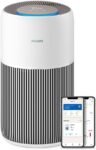 Philips Purificador de aire Serie 2200, HEPA NanoProtect + Filtro de carbón activo, CADR 400m³/h para 104 m², Alérgicos, Filtro ultra silencioso, inteligente y duradero (AC2210/10)
