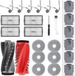 Pleafind 26 Piezas de Accesorios para Robot Aspirador Roborock Saros 10R – 2 cepillos Principales, 6 Bolsas de Polvo, 4 paños de Limpieza, 4 limpiadores Laterales, 4 filtros, 4 cepillos Laterales