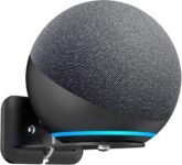 PlusAcc EC Soporte de pared de 4.ª generación: soporte silencioso, gestión de cables integrada, accesorio para Google Nest Mini, dormitorio, salón y cocina (negro)