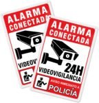 Póster Videovigilancia – Placa de Alarma – Aviso a Policía Adhesivo Material Aluminio – 20 x 30 cm – 2 Unidades