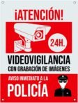 Póster de videovigilancia – Placa de alarma conectada – Pósteres Área de videovigilancia – Aviso a la policía 20 x 15 cm Rojo Interior/Exterior (Póster de videovigilancia de 1 pieza)