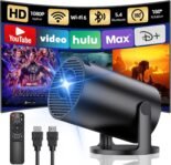Proyector Portátil, Yoton Proyector Móvil con Wi-Fi 6 y Bluetooth 5.4, Compatible con 1080P, Proyección de Pantalla Inalámbrica (Android e iOS), Compatible con HDMI, Negro