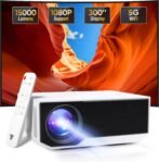 Proyector con Bluetooth y WiFi, Nativo 1080P Soporte 4K, 16000 Lúmenes, Proyector de Cine en Casa Portátil, Tamaño de Proyección de 30-300 Pulgadas, Compatible con iOS/Android/Laptop/HDMI/PC/TV