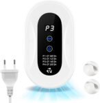 Purificador de aire con generador de ozono,Purificador de aire con iones negativos,Esterilizador de ozono desodorizante para el hogar para baño,con casa nueva,con organizador de cables,Blanco