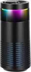 Purificador de aire para coche con filtro HEPA y carbón activado, ionizador de 500 W antiolor y humo con luz RGB para portavasos universal (6,5 cm) negro