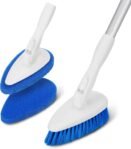 Qaestfy Cepillo de Limpieza para Ducha, Azulejos de baño, Mango Largo de 130 cm, 5 estropajos, fregona sin arañazos para Limpiar Azulejos y Paredes