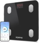 RENPHO Báscula de Baño Digital Grasa Corporal, Báscula Inteligente Bluetooth con App, Báscula Electrónica con Análisis Corporal, 13 Medidas de Peso IMC Visceral y Muscular, Negro, Elis 1