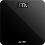 RENPHO Báscula de baño digital, báscula de peso corporal de alta precisión con pantalla iluminada, graduación de 0,1 lb (50 g), tecnología Step-on, 180 kg/400 lb, negro, Core 1S