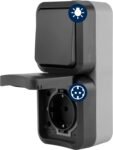 REV 0004860400 Toma AquaStorm – Interruptor combinado A/W, IP55, Montaje en superficie, Vertical, Antracita