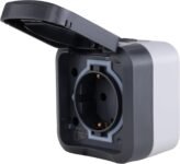 REV AquaStorm 16A 230V~ IP55 Conector hembra de 2 pines de plástico para montaje en superficie – Carbón