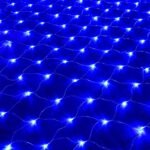Red de luces LED navideñas con 8 modos, luces de malla conectables, decoraciones exteriores impermeables, luces de cadena para árboles de Navidad, arbustos y jardín (2m x 2m 144led, azul)