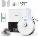 Redkey D8 Robot Aspirador y Fregona, Robot Aspirador 25000Pa con Base, Autovaciante 4L, Antienredos, Navegación LiDAR, Ideal para Alfombras y Pelos de Mascotas, Voz y Aplicación