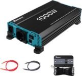 Renogy Inversor 12V 220V Onda Pura 1000W/2000W, Convertidor Transformador DC AC 12V a 220V con Mando a Distancia, 2 Tomas UE para Coches, Camping, Caravanas (Clase de Eficiencia Energética A+)