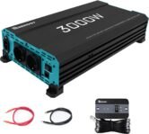 Renogy Inversor 12V 220V Onda Pura 3000W/6000W, Convertidor Transformador DC AC 12V a 220V con Mando a Distancia, 2 Tomas UE para Coches, Camping, Caravanas (Clase de Eficiencia Energética A+)