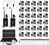 Retekess T130P (T130 3rd) Auriculares inalámbricos con sistema de guía turística, reducción de ruido mejorada, de fábrica (2 transmisores, 30 receptores, estuche de carga de 32 ranuras)