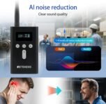 Retekess T130P (T130 3rd) Sistema de Audioguía Inalámbrico, Reducción de Ruido Mejorada, Sistema de Guía Turística Whisper, 160 m, para Visita a Fábrica (1 Transmisor 10 Receptores)