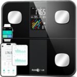 RunSTAR Báscula de baño inteligente, porcentaje de peso y grasa, báscula de baño digital de alta precisión con pantalla grande, IMC, frecuencia cardíaca y 15 métricas, APP Fitness, hasta 400 lb