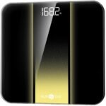 RunStar Báscula de baño digital para peso corporal con alta precisión, pantalla de retroiluminación LED transparente, báscula precisa con vidrio templado de 6 mm, 400 lb