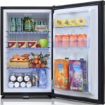 SMETA Frigorífico 12 V 220 V 50 L, Mini Nevera con Cerradura y Puerta Convertible, Bajo Consumo, Nevera para Camping, Coche, Caravana, Oficina, Extra Silencioso, 0-10 °C, Negro