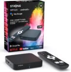 STRONG SRT420 4K Android TV Box con Puerto Ethernet, DVB-T2, 2GB RAM + 16GB Almacenamiento, Chromecast Integrado, WiFi, Google Voice Assistant, HDR10+, Dolby Audio y Dolby Vision