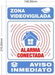 Señal de Metal Premium y Ultrarresistente, Señal Disuasoria Interior/Exterior, Aviso de Policía Conectada con Alarma, 21 x 15 cm