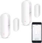 Sensor de puerta WiFi, sensor de contacto de ventana inteligente, sensor inalámbrico de puerta de ventana, alarma compatible con Alexa y Google Assistant, no requiere concentrador, paquete de 2