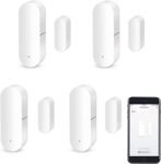 Sensor inteligente WiFi para puertas y ventanas – Alarma inalámbrica compatible con Alexa y Google Assistant – No requiere concentrador – Paquete de 4