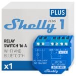 Shelly Plus 1, relé de interruptor inteligente Wi-Fi y Bluetooth, luces inalámbricas, compatible con Alexa y Google Home, control remoto mediante aplicación iOS Android, no necesita concentrador
