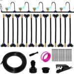 Sistema de riego automático de jardín de 360°, kit de riego de jardín, boquilla flexible ajustable, para patio de nebulización de césped, gran patio trasero(15m)