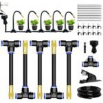 Sistema de riego automático para jardín curvo de 360° de 5 m – Sistema de riego automático para jardín con 5 boquillas de latón, cortatubos, riego por goteo para balcones y parterres elevados