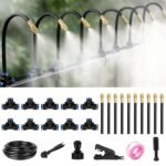 Sistema de riego de jardín, kit de nebulizador por goteo automático, sistema de riego automático con boquilla pulverizadora ajustable, sistema de riego por goteo para invernadero de jardín