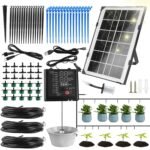 Sistema de riego solar, riego automático, sistema de riego por goteo con 12 modos de temporizador, sensor de agua, manguera de 15 metros para jardín, balcón, plantas, plantas en macetas, vacaciones