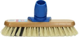 Sorbo Fregadora – 22 cm – Cepillo de Limpieza Resistente con Cerdas de Fibra Dura – Cuerpo de Madera – Para Interior y Exterior – Ideal para Fregar Suelos, Terrazas y Baldosas – Ø 24 mm