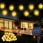 Suright Luces Solares LED Jardín Exterior, 8 M 30 LED Guirnaldas de Luces Solares, 8 Modos IP65 Impermeable para Decorar Jardines, Patios, Terrazas, Fiestas, Bodas – Blanco Cálido