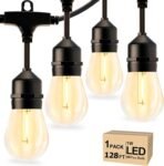 Svater – Guirnalda de luces LED para exterior, 38 m, S14, E27, resistente al agua, IP65, resistente al agua, para jardín, Navidad, boda, tienda, blanco cálido, 2700 K