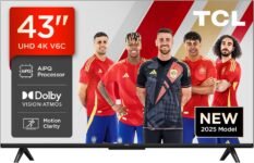 TCL 43V6C Smart TV LED directo de 43″, 4K HDR, con tecnología Google TV (Dolby Audio, claridad de movimiento, compatible con Google Assistant y Alexa)