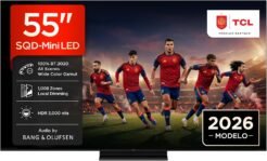 TCL 55C8L TV 55 Pulgadas SQD-Mini LED 4K Smart TV, HDR 3000 nits, 1008 Local Dimming, 144Hz Motion Clarity Pro, Bang & Olufsen, Dolby Vision IQ & Atmos, Game Master, Google TV, Apple AirPlay 2