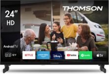THOMSON 24 Pulgadas (60 cm) LED HD 12V Camping Smart Android TV, Asistente de Google, Wi-Fi, Dolby Digital, Bluetooth, Triple Sintonizador (Cable, Satélite, Antena), HDMI, Ci+, Panel A+ – 24HA2S13C