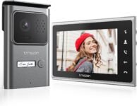 TMEZON Videoportero de 2 hilos, sistema de videoportero con monitor de 7 pulgadas y timbre con cable, Plug & Play, versión nocturna, audio bidireccional, desbloqueo del monitor